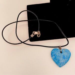 Real STONE Sterling SILVER Southwestern Boho Summer Festival Heart Necklace